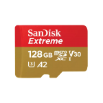 SanDisk 128GB Extreme microSDXC UHS-I Memory Card with Adapter - Up to 190MB/s, C10, U3, V30, 4K, 5K, A2, Micro SD Card - (SDSQXAA-128G-GN6MA)