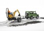 Bruder Land Rover Defender with One Axle Trailer, JCB Micro Excavator and Worker (02593)