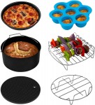 Cosori Air Fryer 6 Piece Accessory Set for 5.5L Fryers Baking Mould, Pizza Pan, Grill Grate, Steaming Rack, Silicone Mat, Muffin Mould
