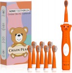 Chain-Peak Kids Sonic Electric Toothbrush Orange + 8 Heads (B09MLNRDPR)
