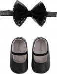 ABG Accessories Girls Toddler Gitter Shoes and Headband Gift Set, Black, 6-12 Months (GNXB0494AZ2)