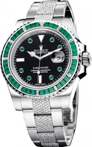 Rolex Submariner Diamond Emerald Baguette Unisex Watch Model 116649-74789