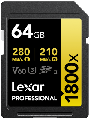 Lexar Professional 1800x SDXC 64GB U3 (V60) UHS-II R280/W210 (LSD1800064G-BNNNG)