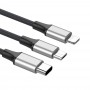 Baseus Type C Rapid 3-in-1 Cable for Micro+Lightning+Type C 3A 1.2m Silver + Black (CAMLT-SUS1)